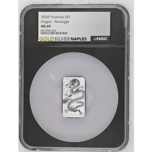 2026P - 1oz Dragon Silver Rectangle - Australia S$1 - NGC MS69 (LOC TBD)